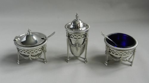 antique silver condiment set