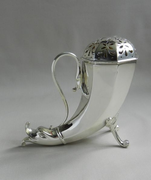 antique silver viking horn caster