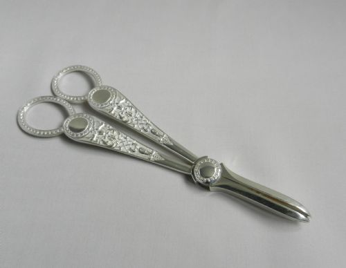 pair antique silver grape shears