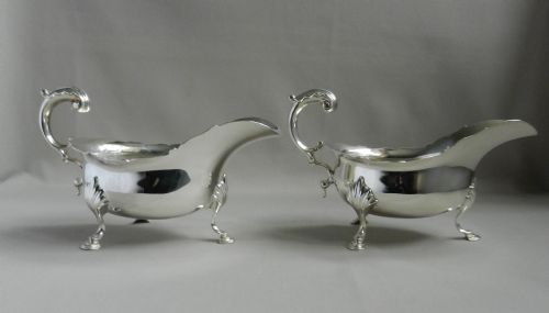 pair antique silver sauce boats