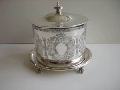 antique silverplated biscuit box