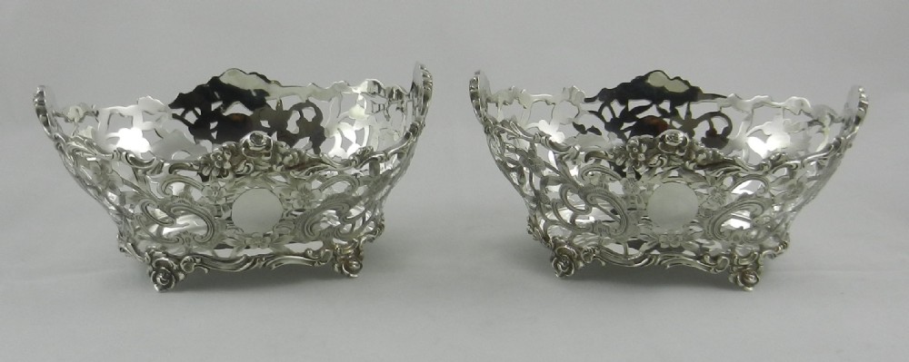 pair antique silver baskets