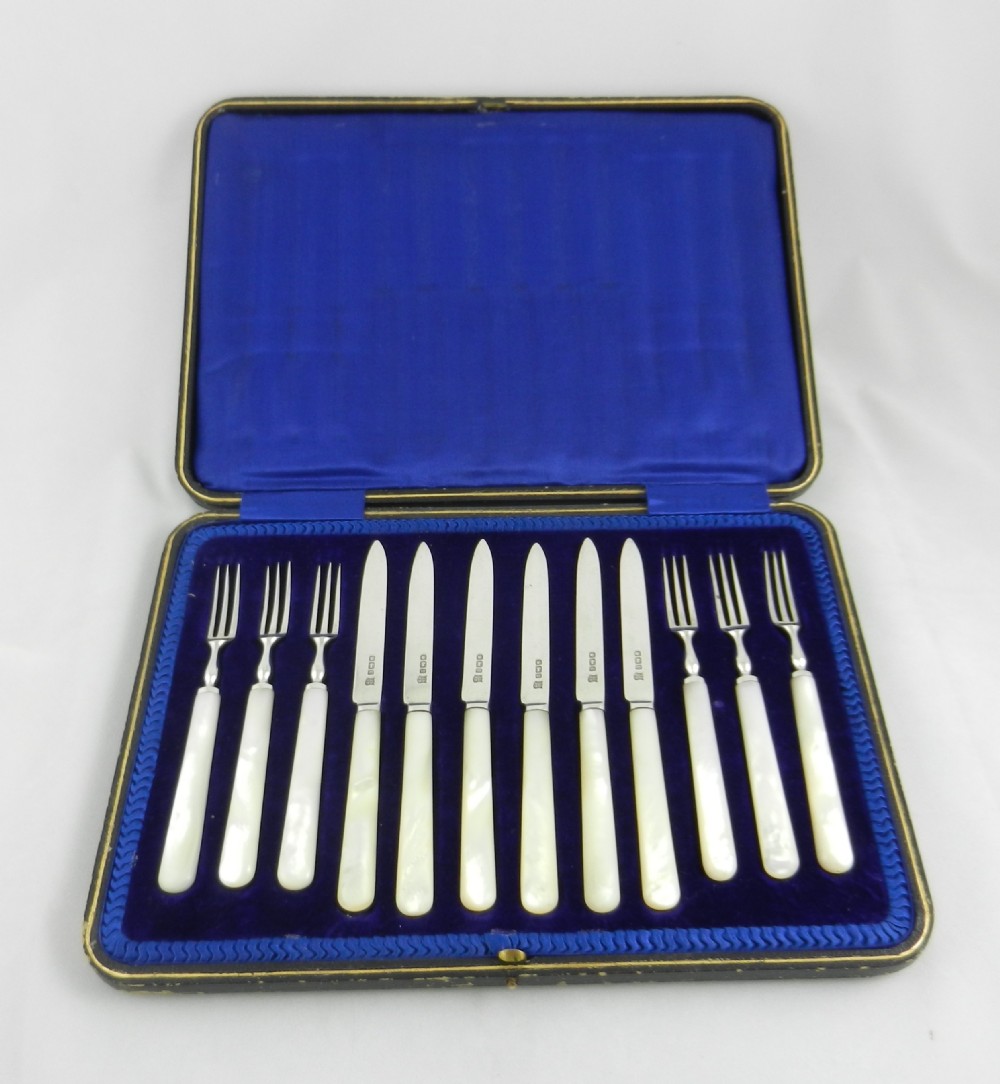 antique silver dessert cutlery set