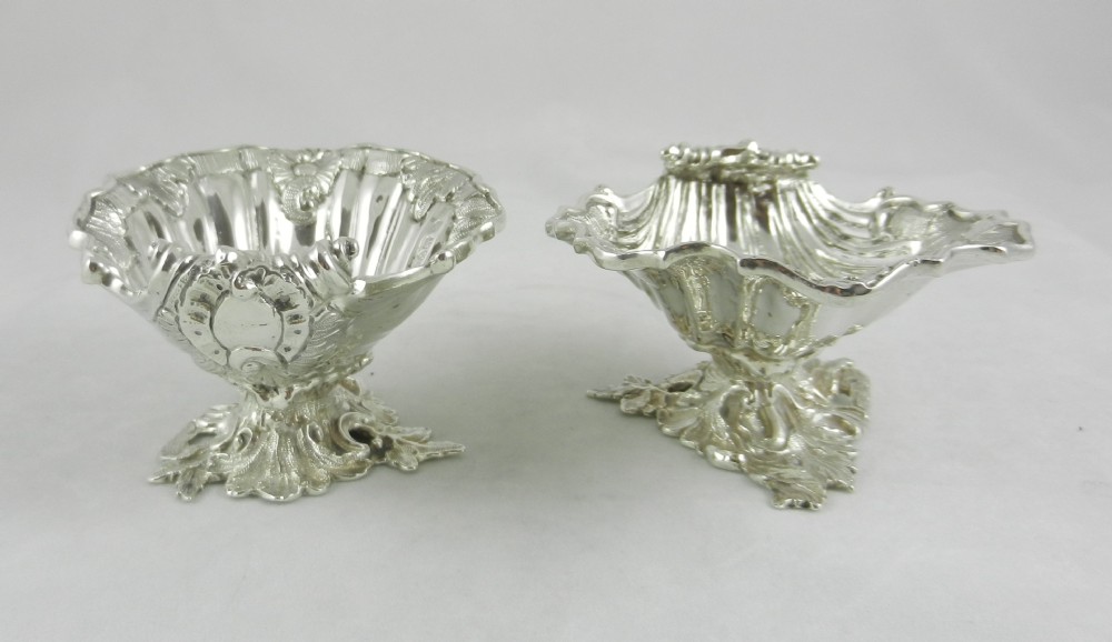 antique silver shell salts