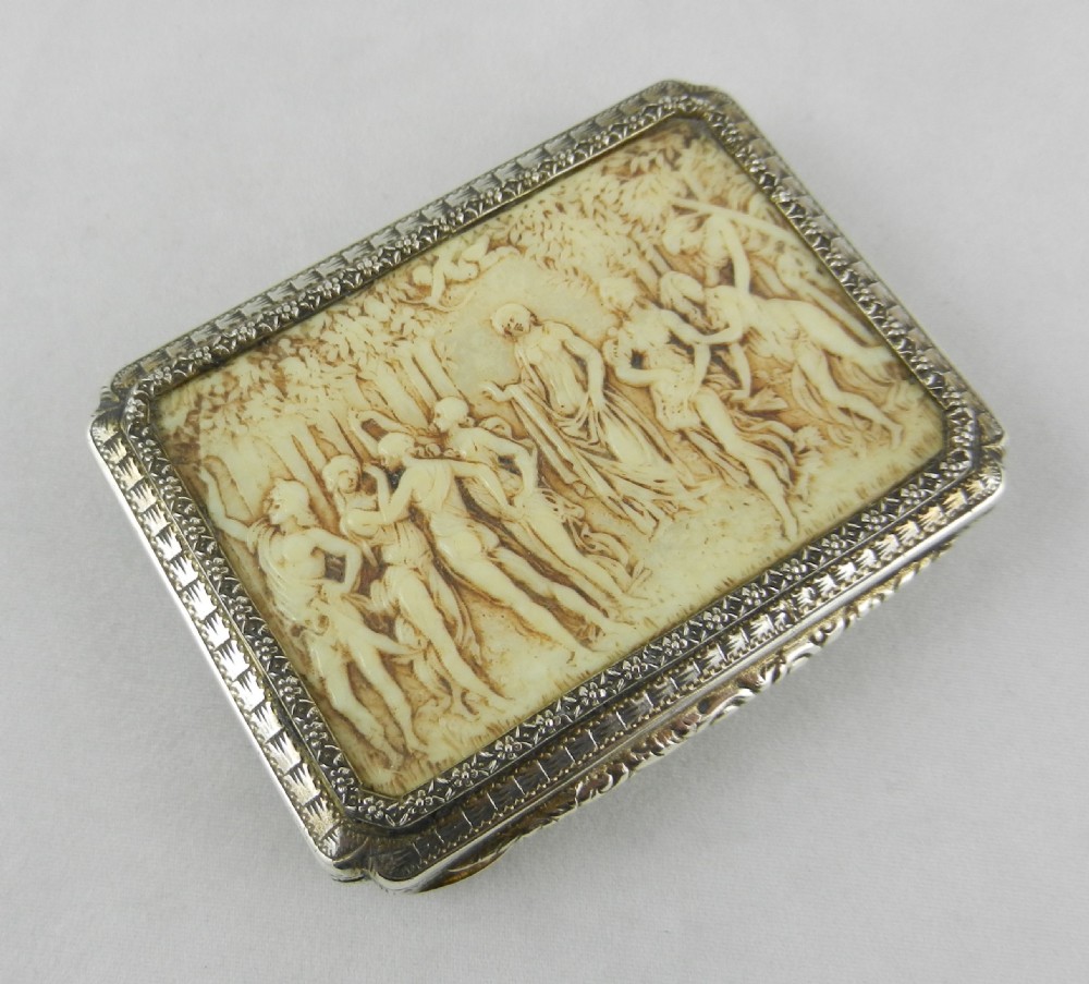 antique silver ivory box