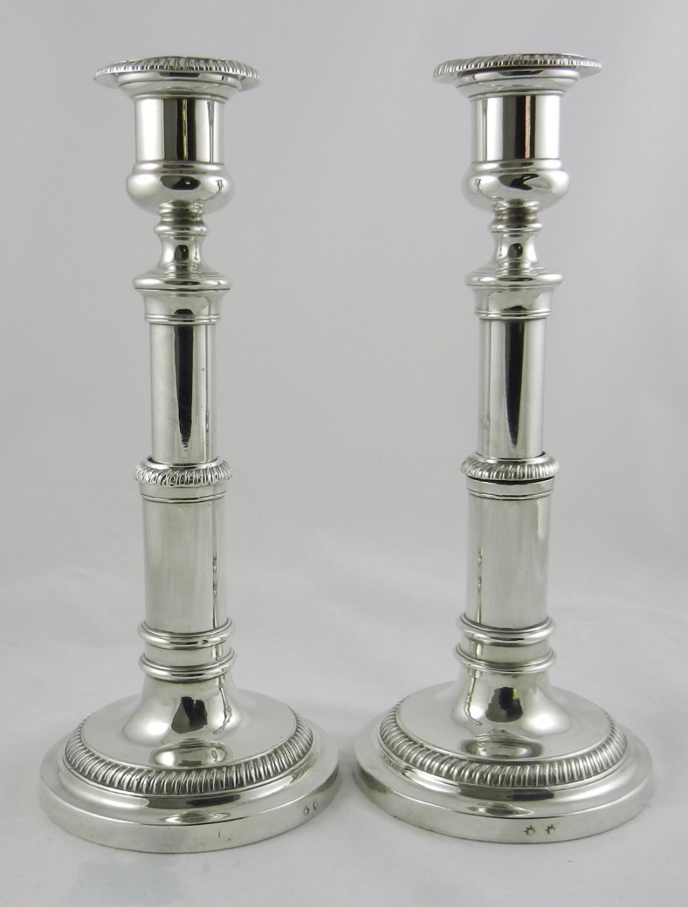 old sheffield plate telescopic candlesticks