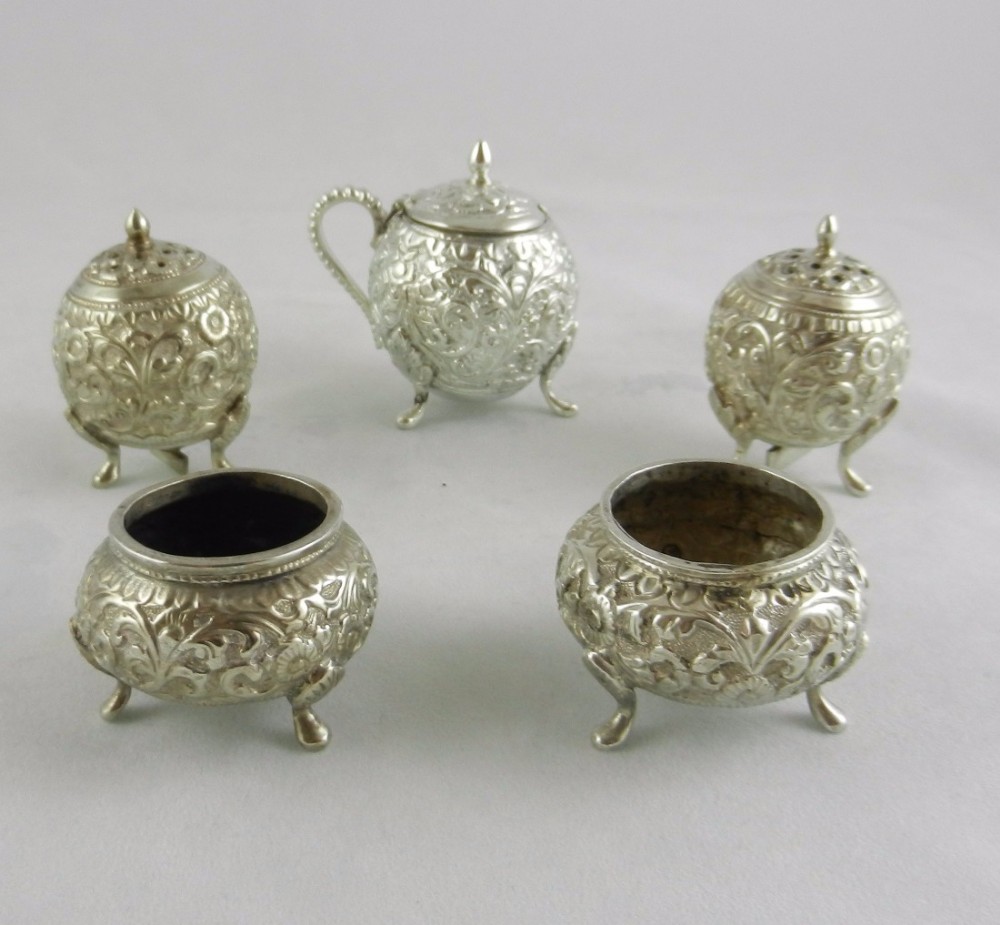 antique kutch silver condiment set