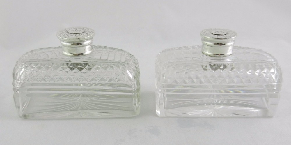 antique silver mounted cologne bottles