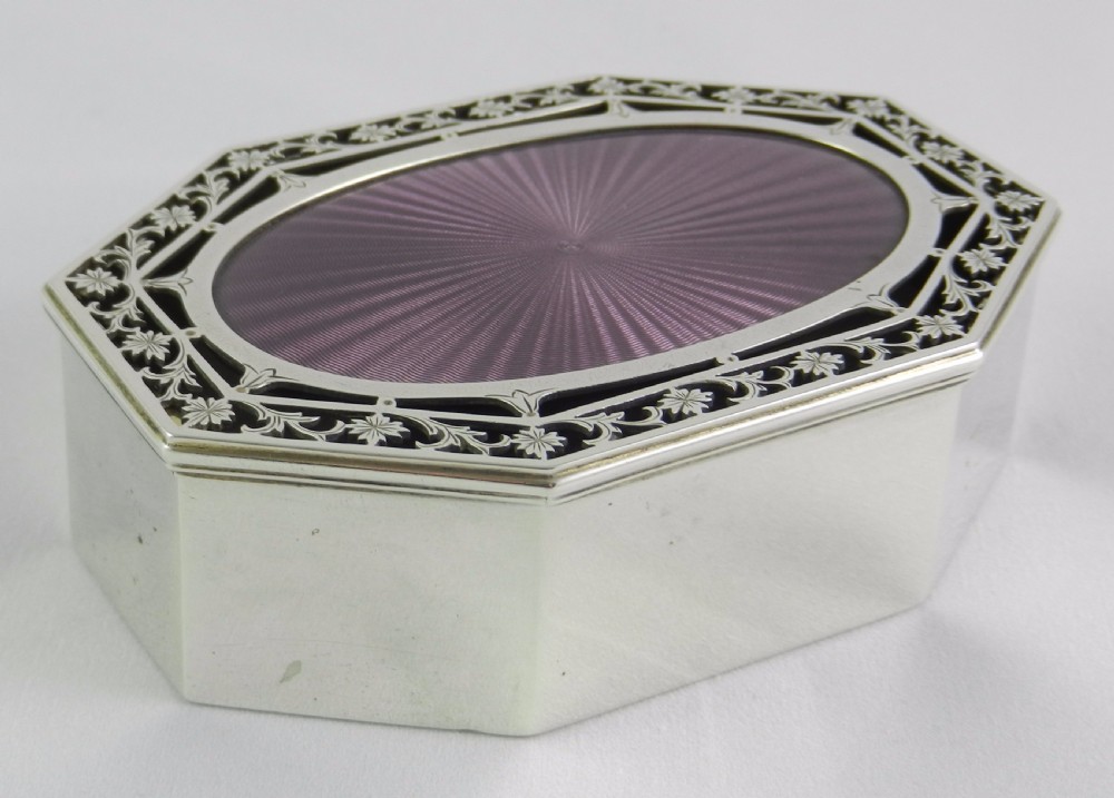 silver enamel art deco trinket box
