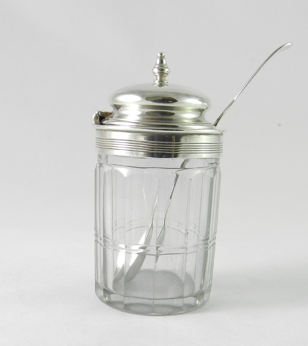 antique silvermounted glass mustard pot