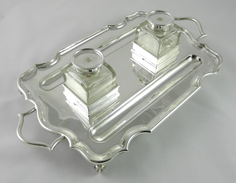 antique silver inkstand