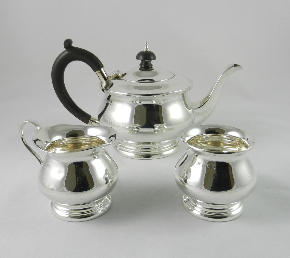 silver three piece tea set