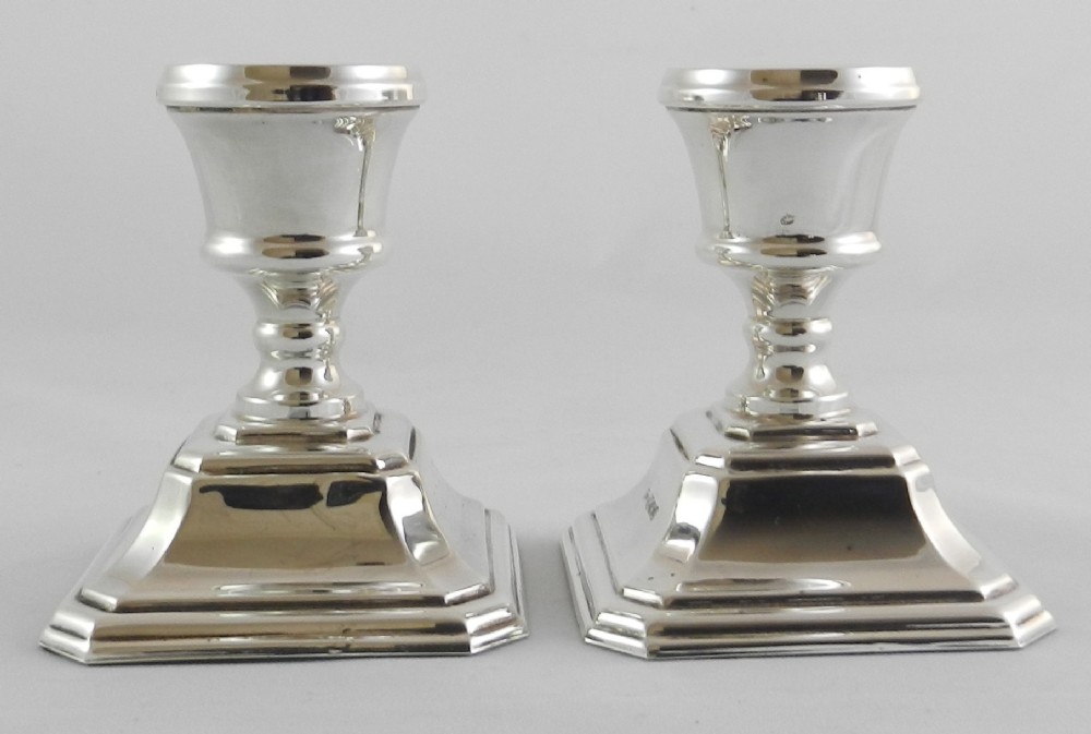 pair silver dressing table candlesticks