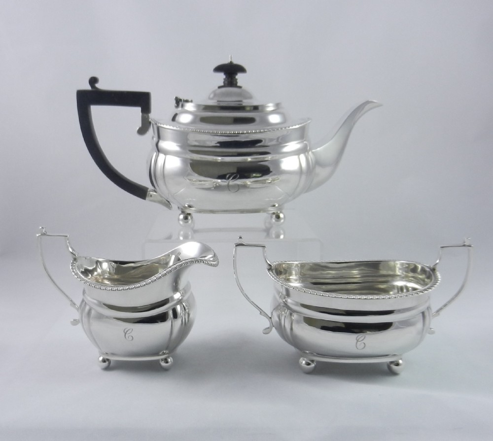 three piece silver tea set
