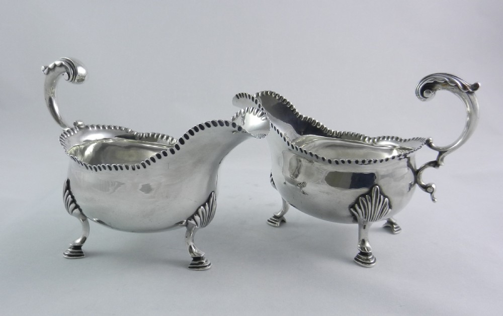 pair of georgian silver sauce boats