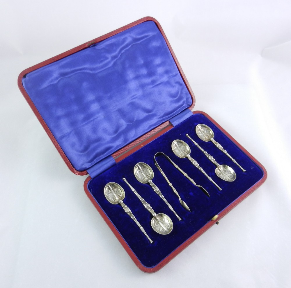 antique silvergilt spoons tongs