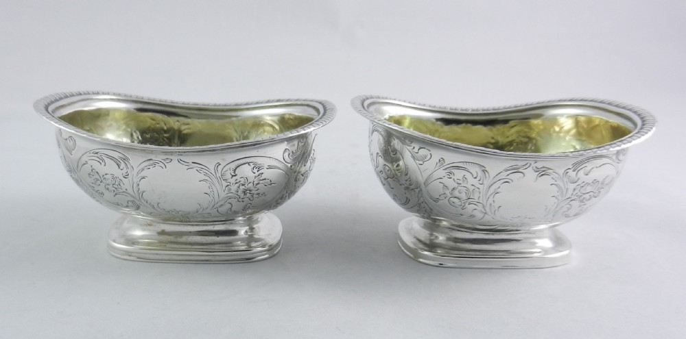 pair antique silver salts