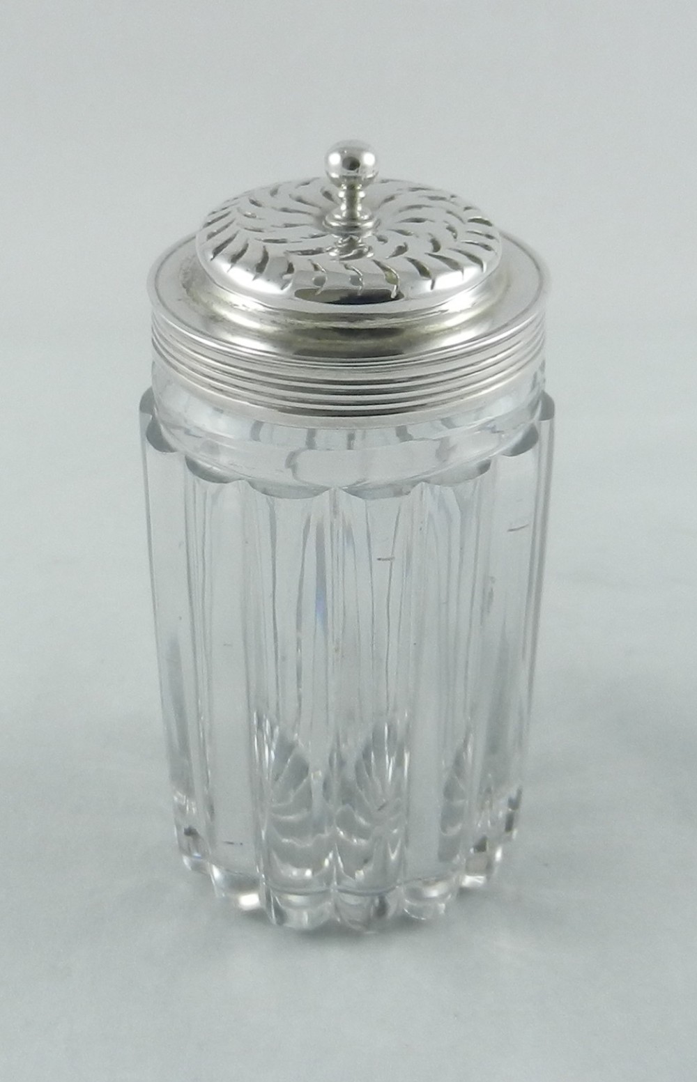 antique silver glass pepper pot