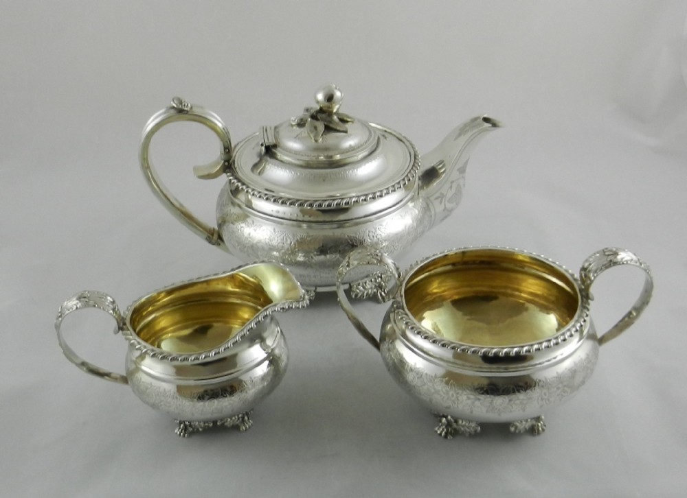 antique silver three piece tea set