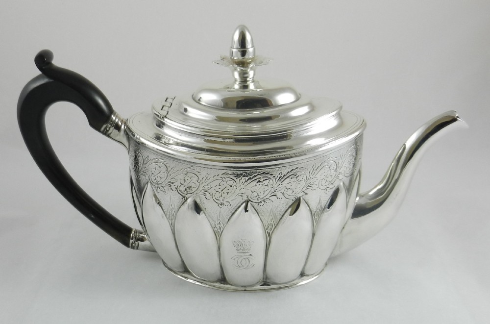 large antique silver tea pot