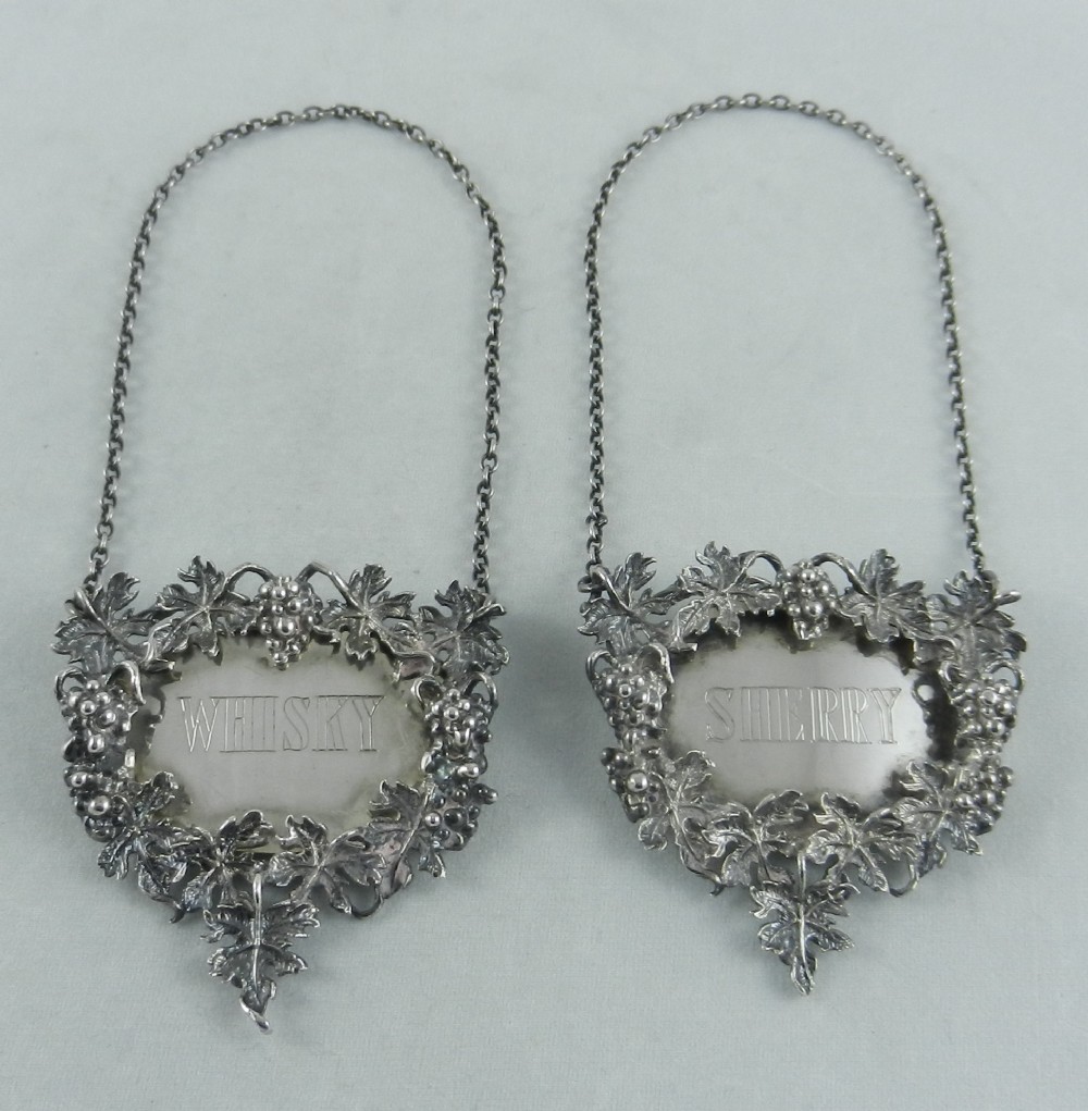 Pair Silver Decanter Labels. 691733