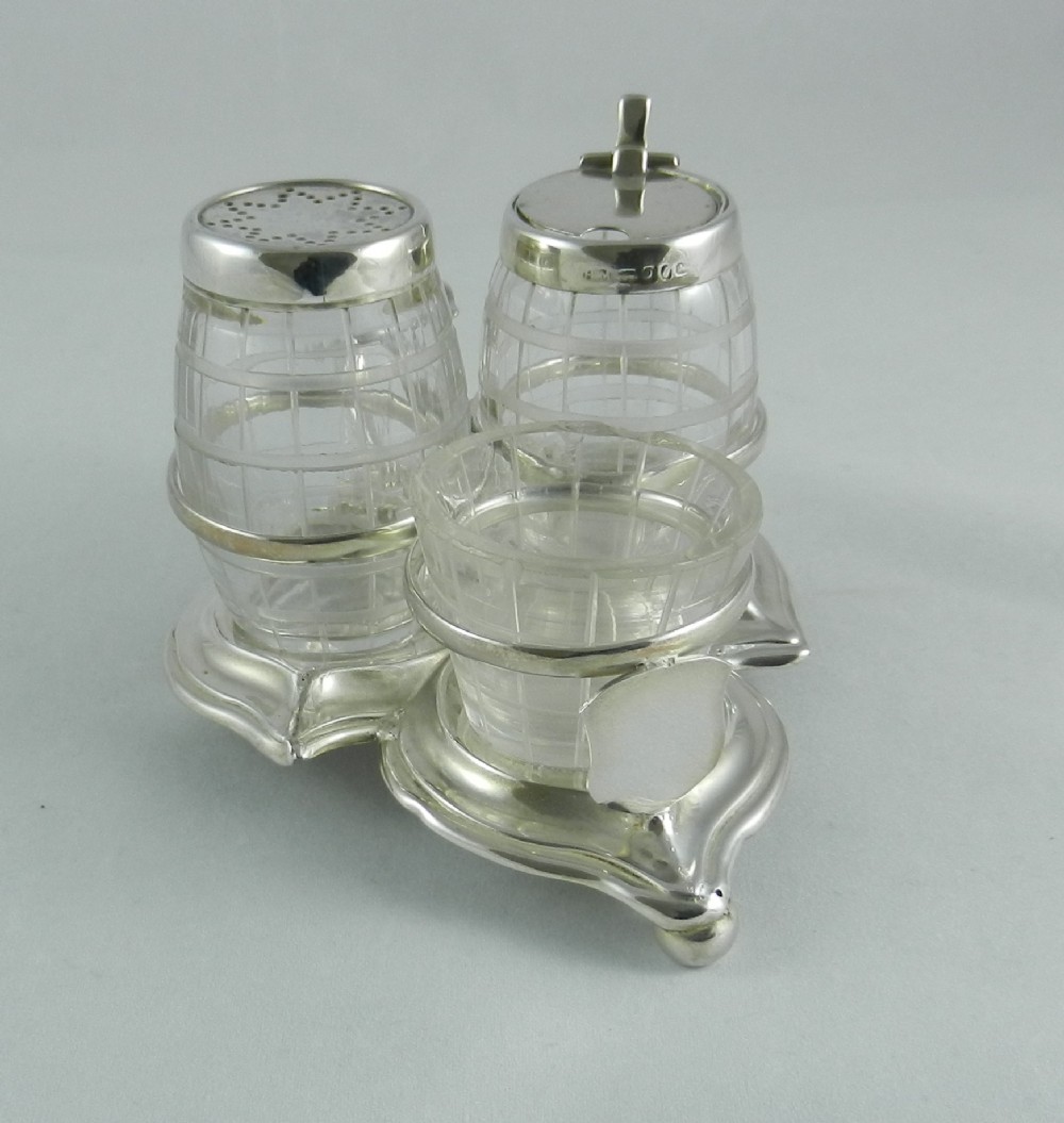 antique silver condiment set