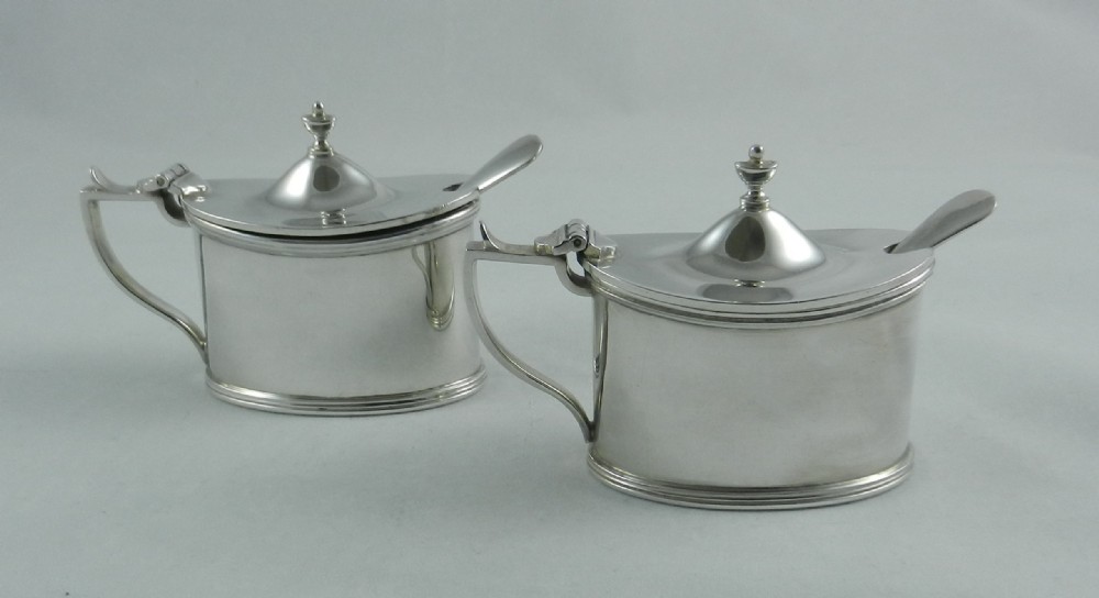 pair silver mustard pots