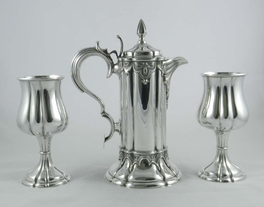 antique silverplated flagon goblets