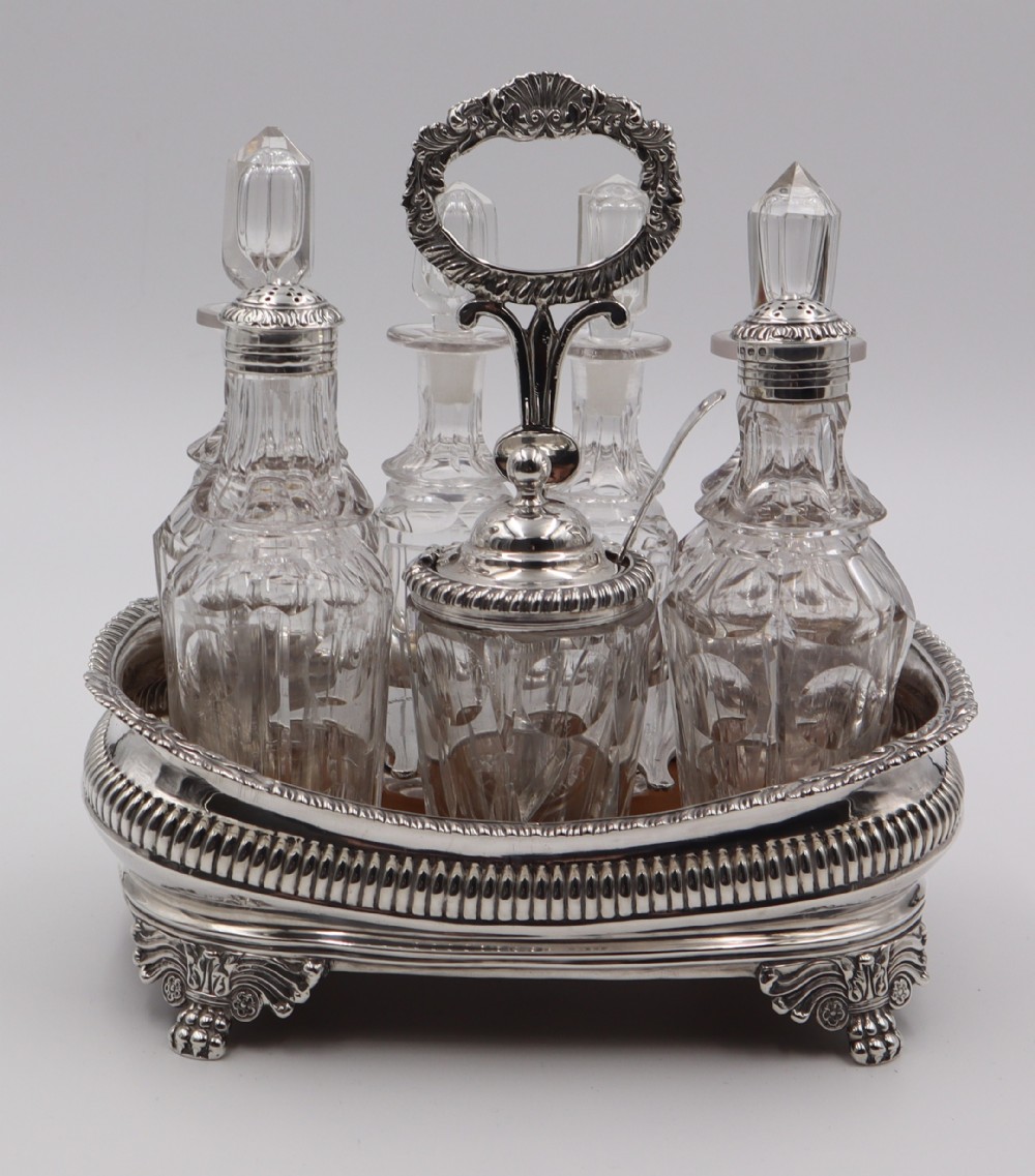 antique silver seven bottle cruet