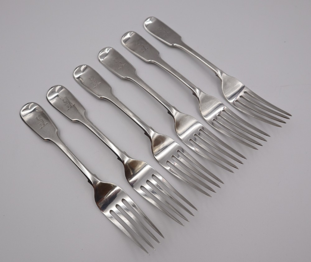antique silver fiddle pattern table forks