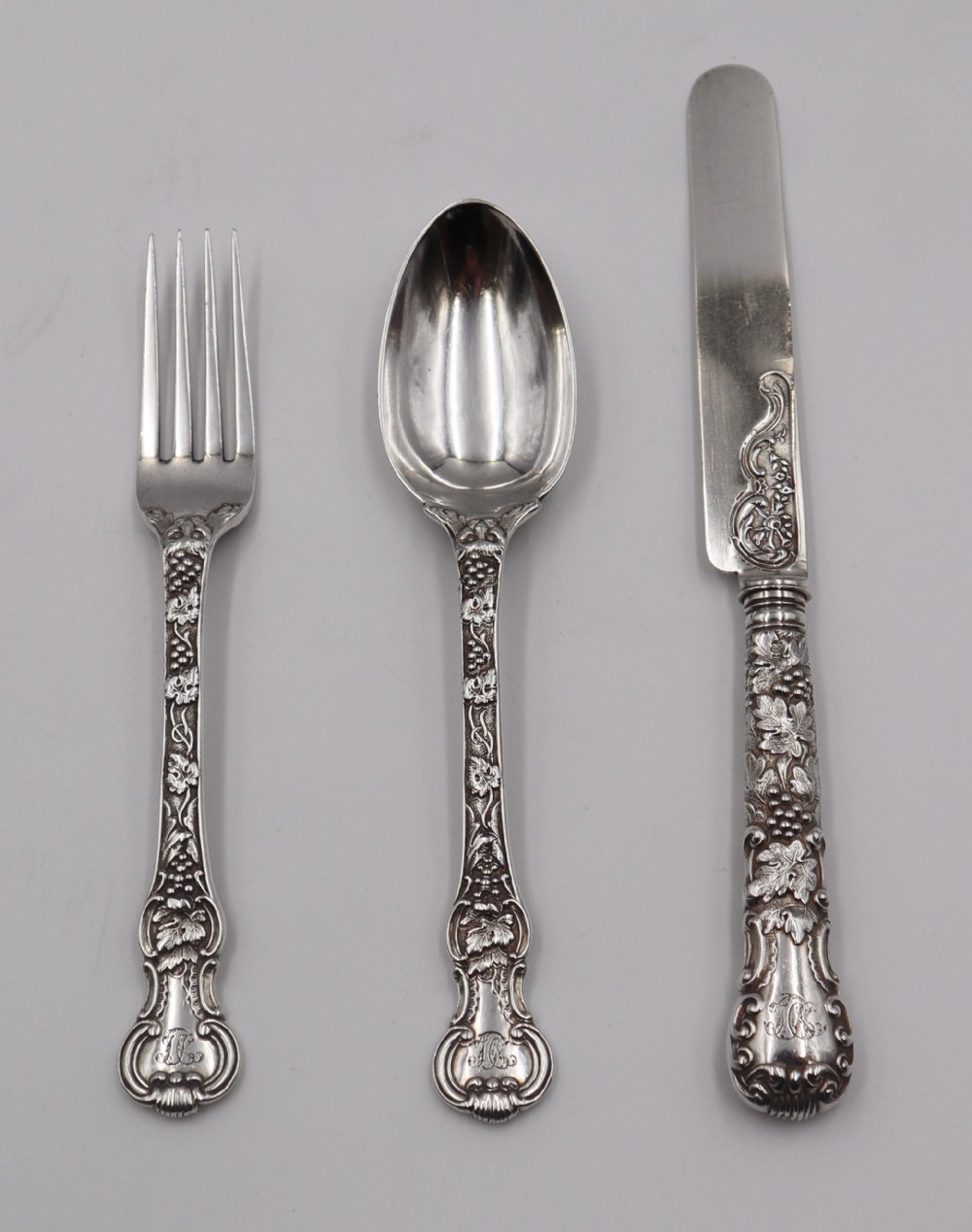 antique silver christening set