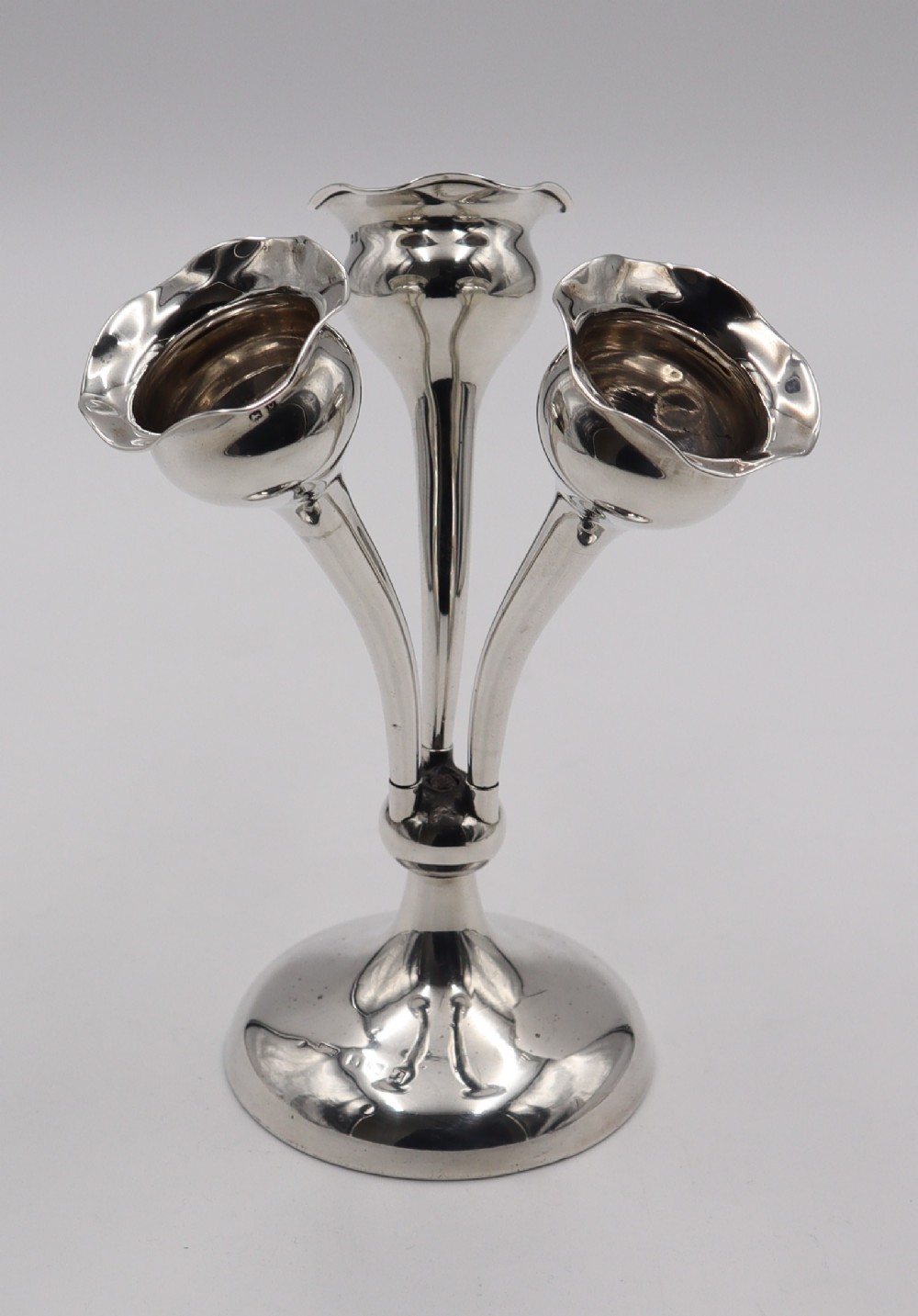 antique silver triplebud vase