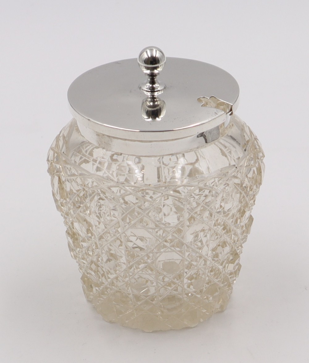 antique silvermounted glass preserve pot