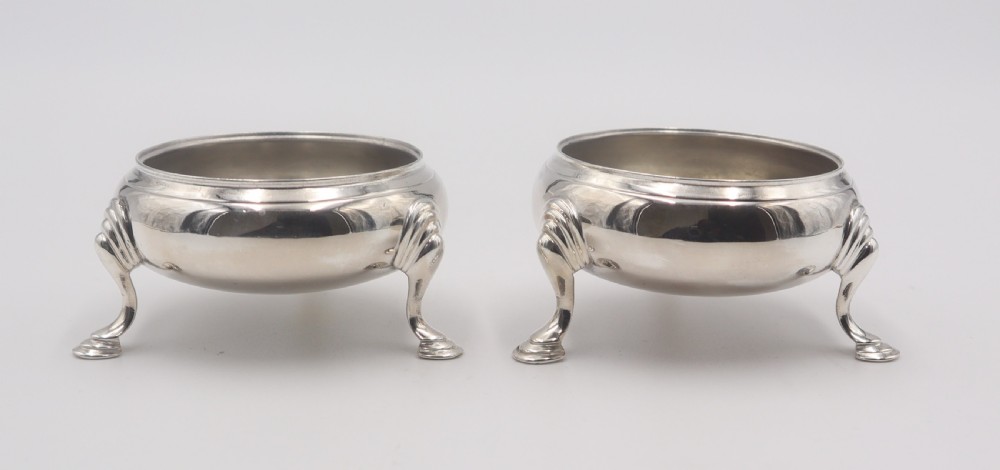 pair antique silver salts