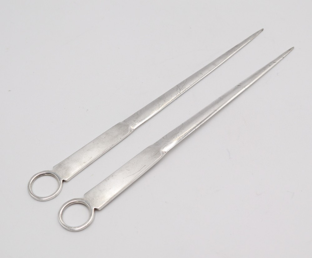 set of antique silverplated skewers