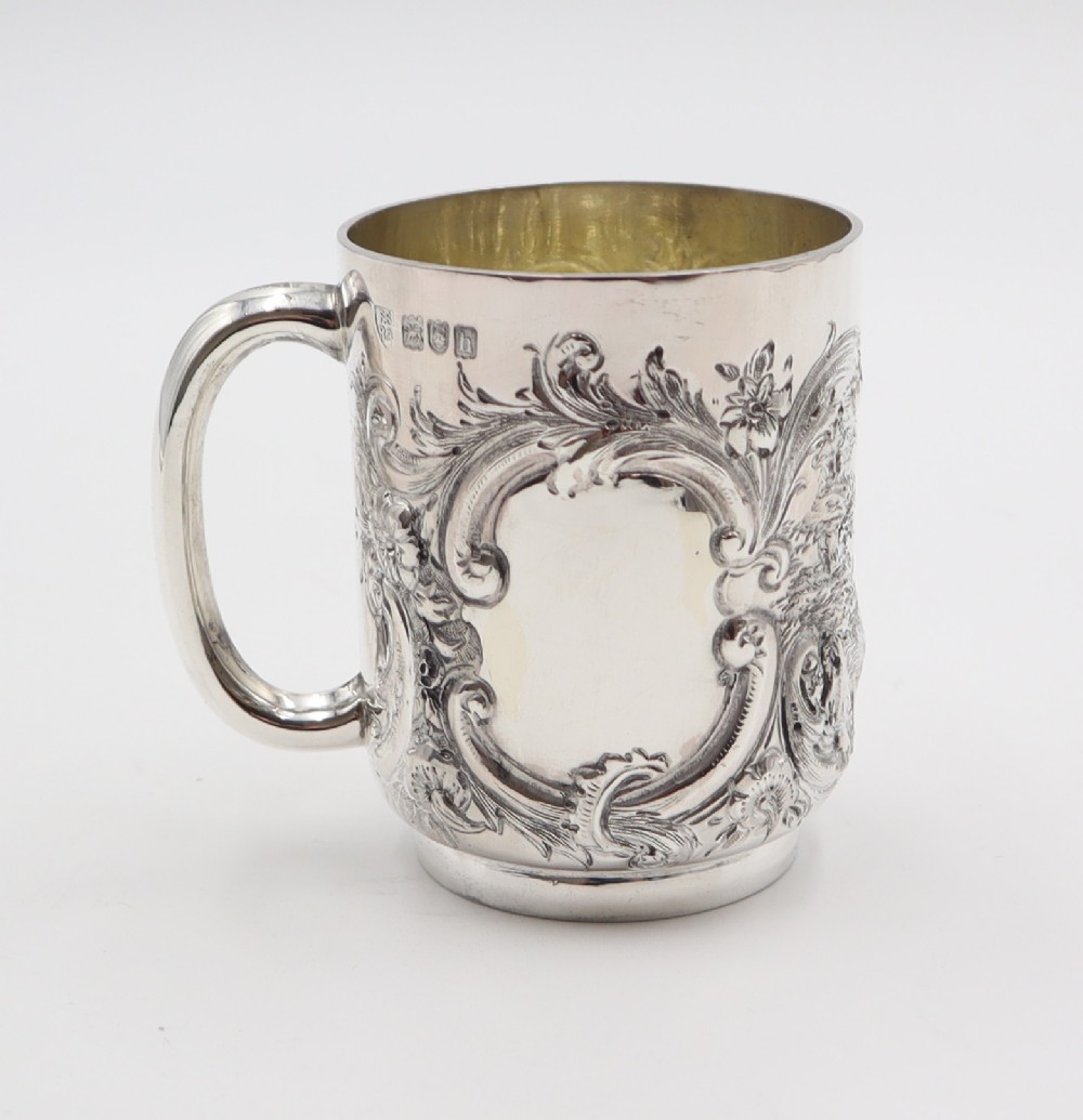 antique silver christening mug