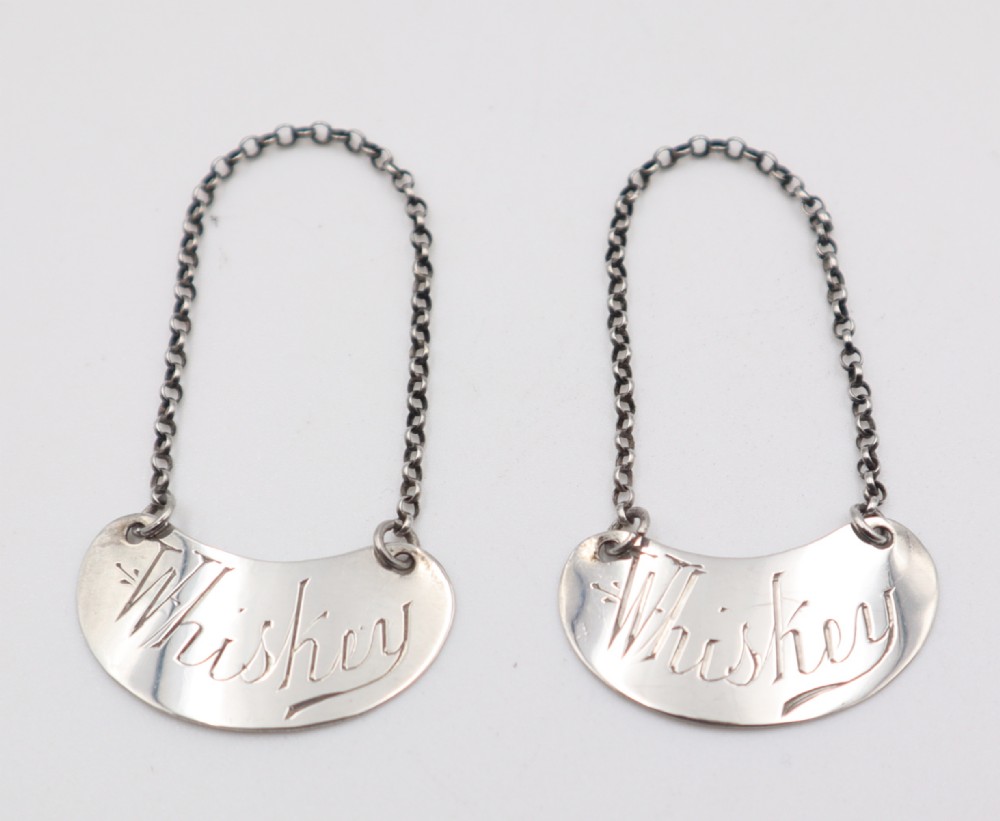 antique silver whiskey noggin labels