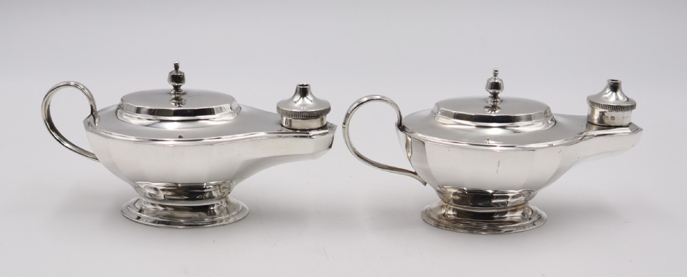 pair of silver aladdin table lighters