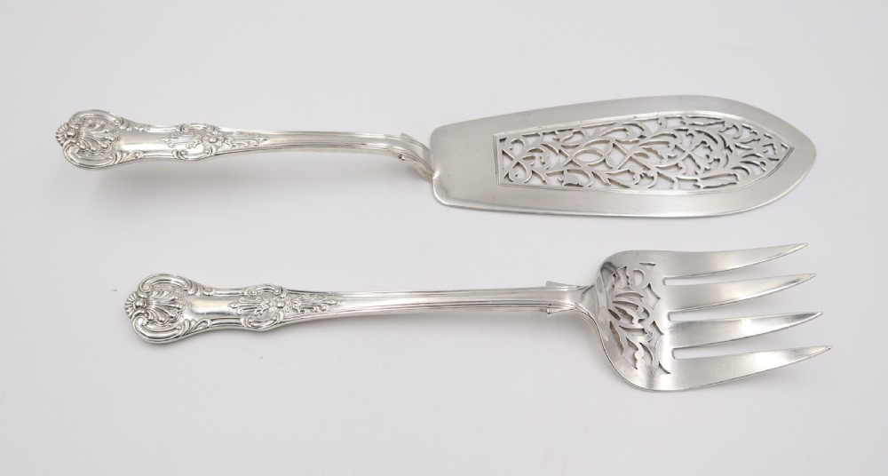 antique silver fish servers