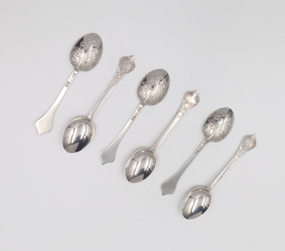 set of antique silver teacoffee spoons