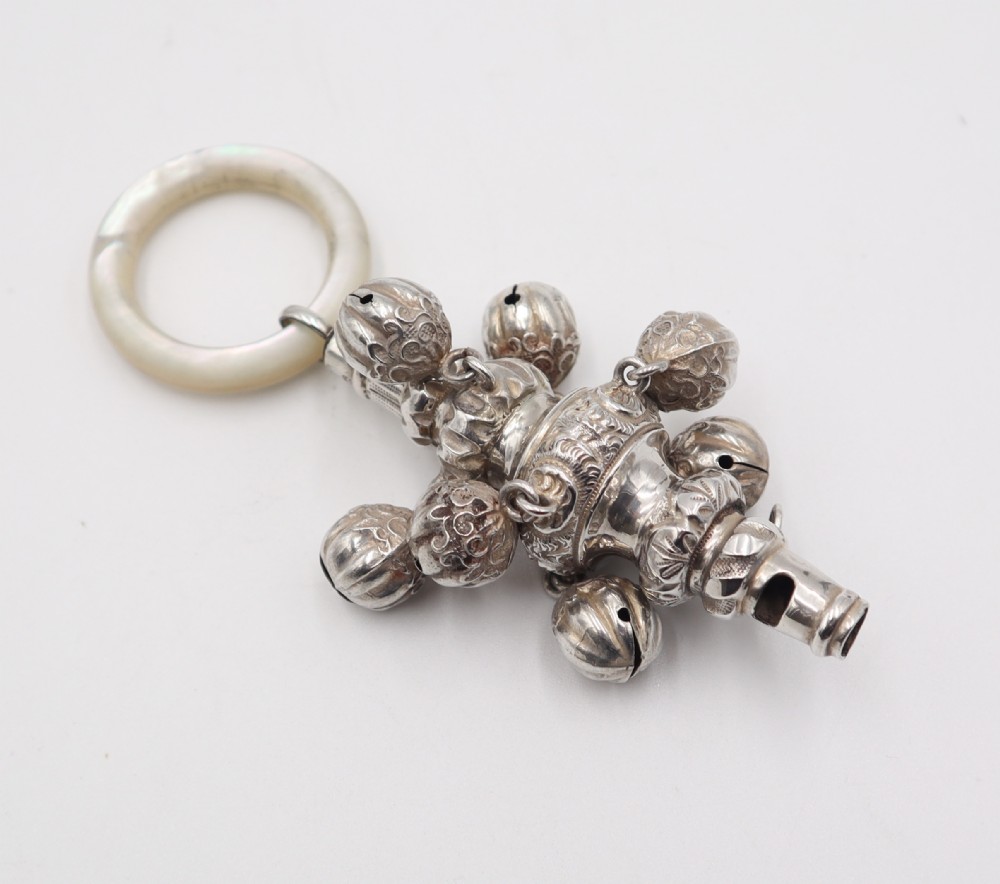antique silver baby's rattle